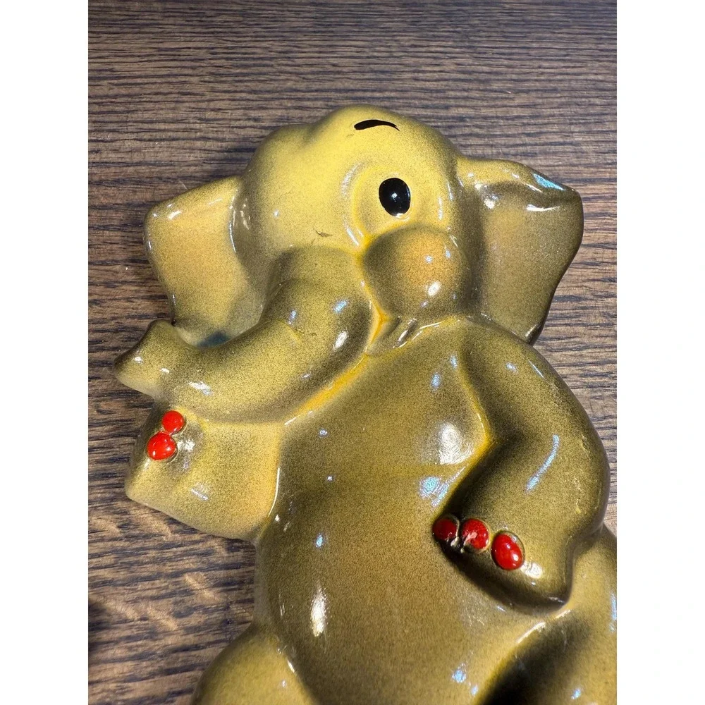 Vintage Chalkware Elephant‎ Wall Decor Set: Mid-Century Nursery Art